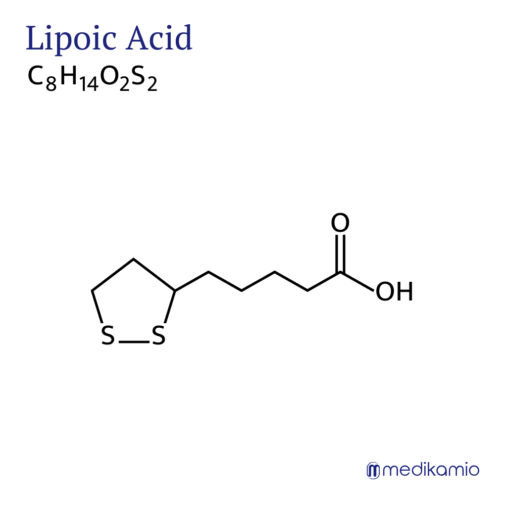 Grafik Strukturformel des Wirkstoffs Thioctsäure (Alpha-Liponsäure)