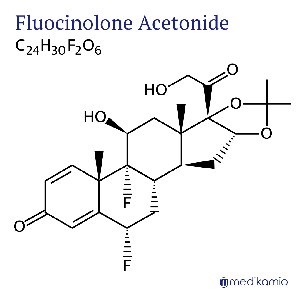 Fórmula estrutural gráfica da substância ativa acetonido de fluocinolona