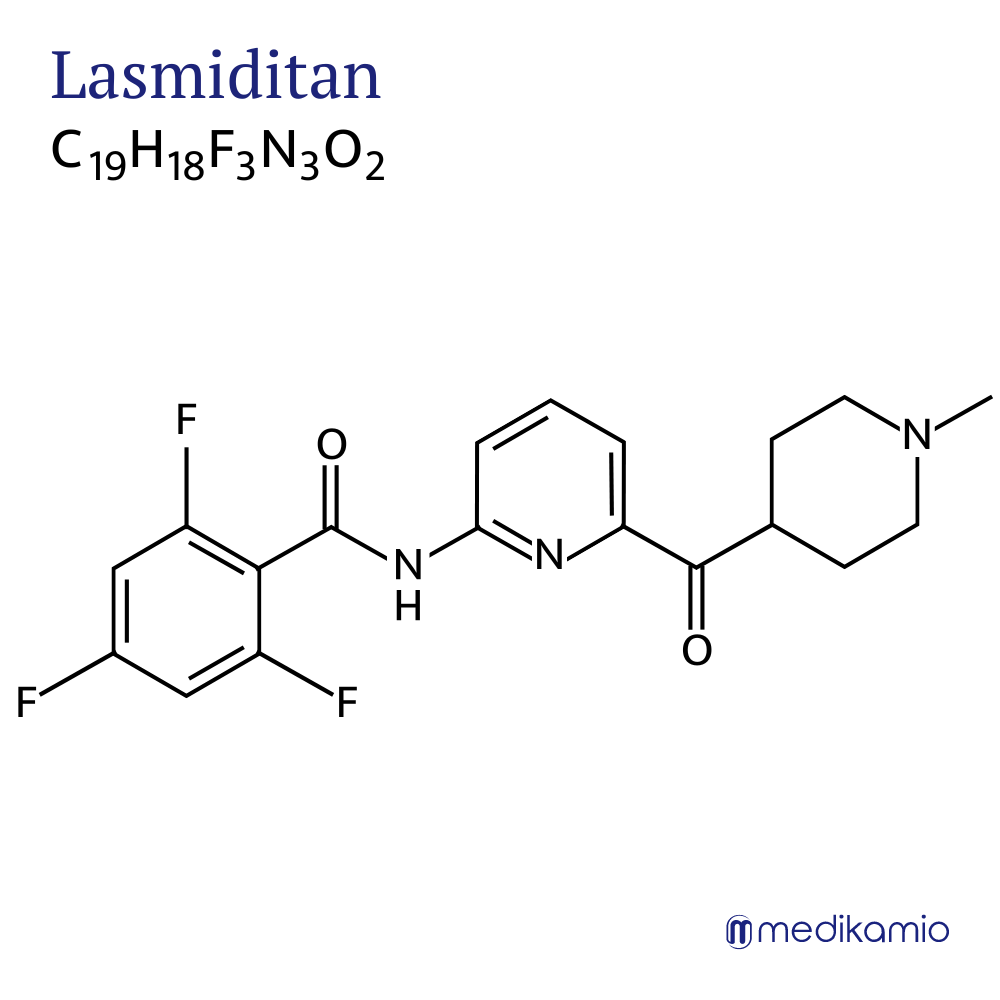 Graphic structural formula of the active ingredient lasmiditan