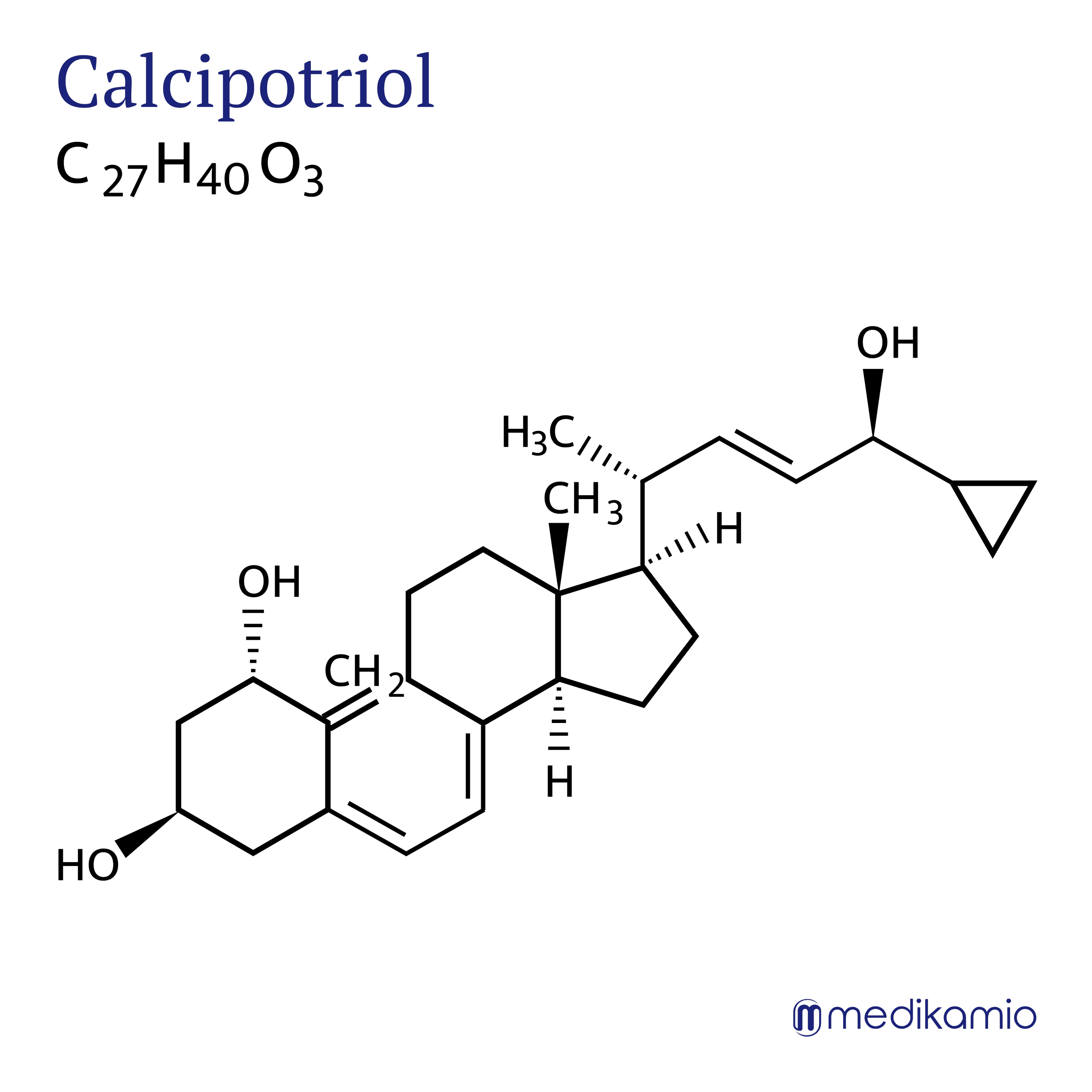 Fórmula estructural y molecular Calcipotriol Fórmula estructural gráfica del principio activo calcipotriol