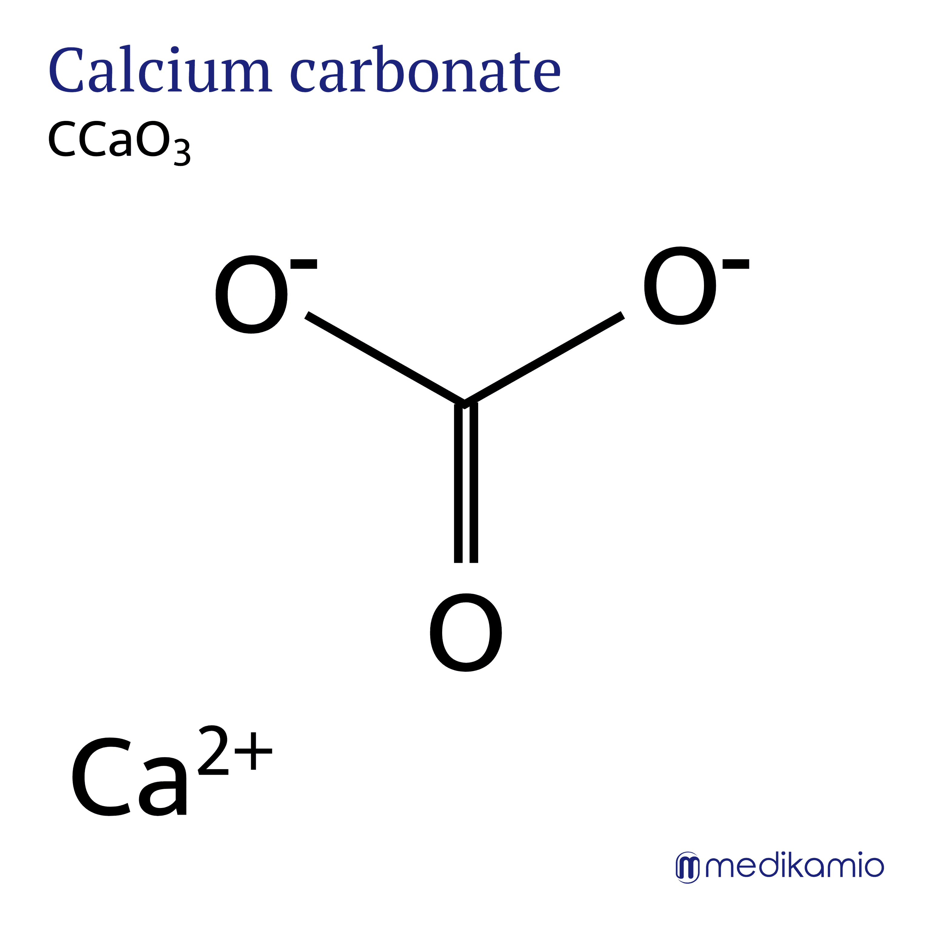 Formule développée et formule brute du carbonate de calcium Graphique Formule structurelle de la substance active Carbonate de calcium