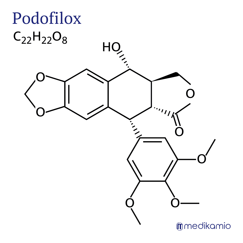 Graphique Formule structurelle de la substance active podophyllotoxine