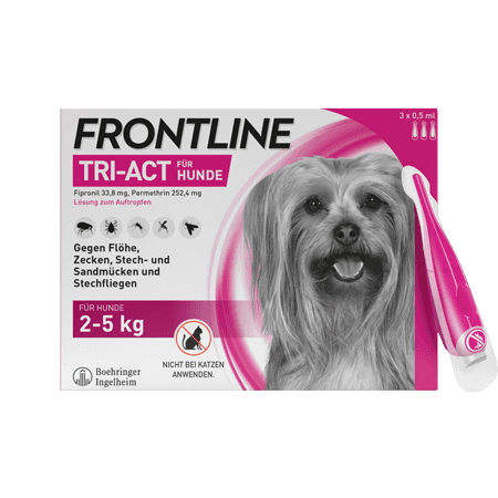 Frontline Tri-Act 33,8 mg / 252,4 mg Lösung zum Auftropfen für Hunde 2-5 kg