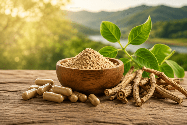 Ashwagandha Kapseln und Pulver